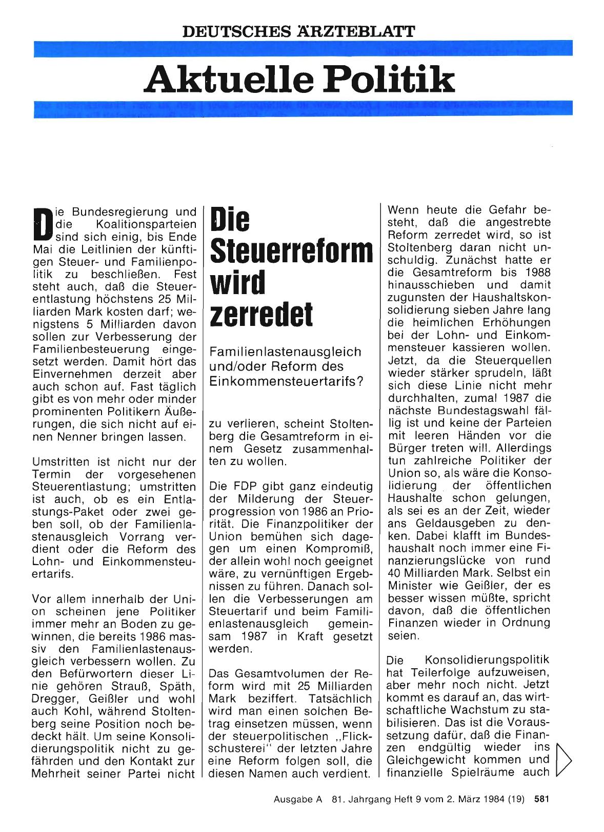 Vorschauseite 1: Die Steuerreform wird zerredet