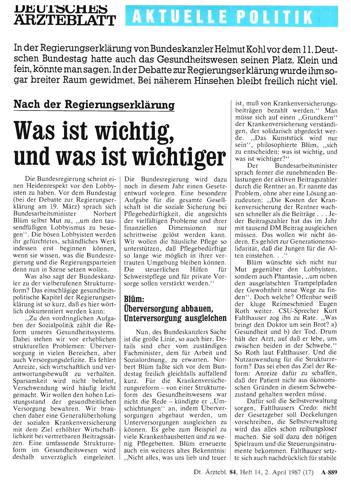 Vorschauseite 1: Nach der Regierungserklärung: Was ist wichtig, und was ist wichtiger