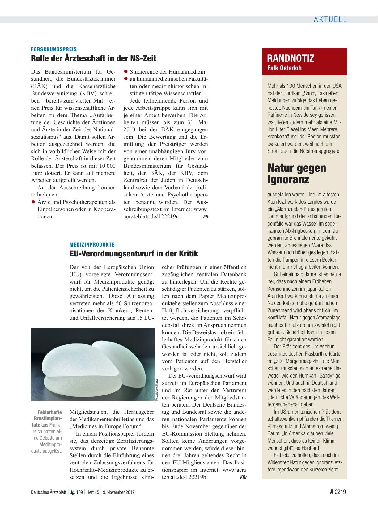 Vorschauseite 1: Forschungspreis: Rolle der Ärzteschaft in der NS-Zeit