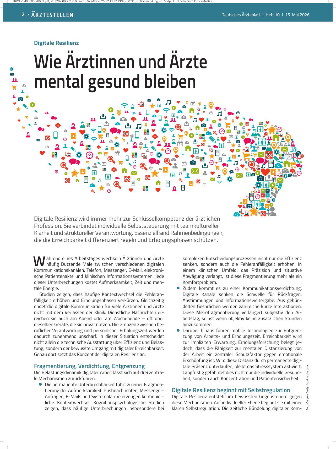Vorschauseite 1: Digitale Resilienz: Wie Ärztinnen und Ärzte mental gesund bleiben