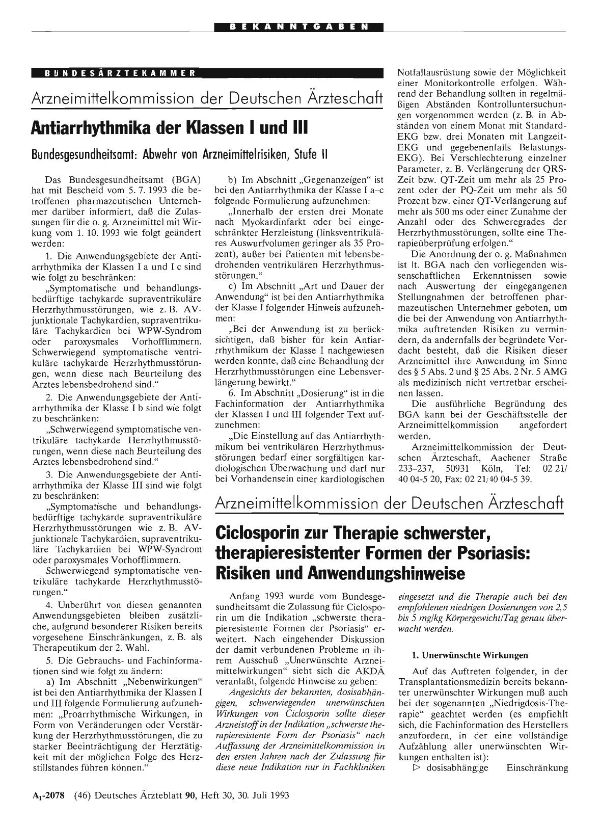Vorschauseite 1: Ciclosporin zur Therapie schwerster, therapieresistenter Formen der Psoriasis: Risiken und Anwendungshinweise