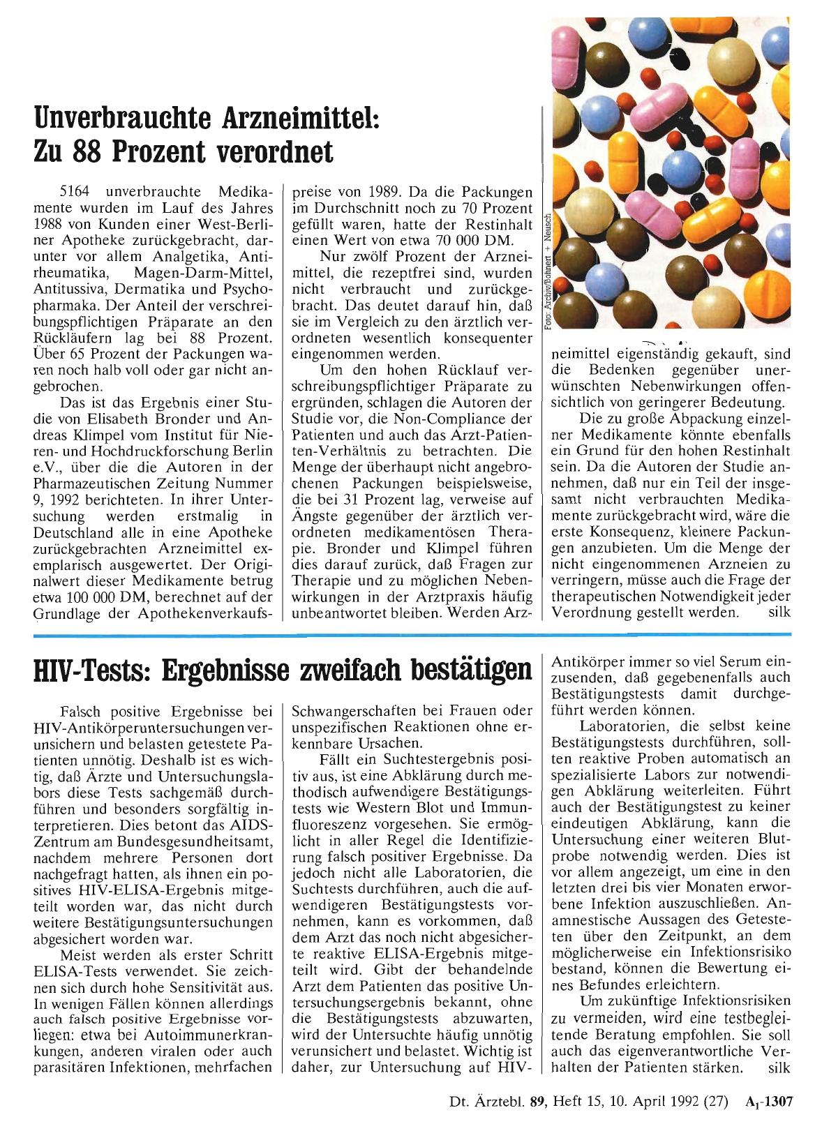 Vorschauseite 1: HIV-Tests: Ergebnisse zweifach bestätigen