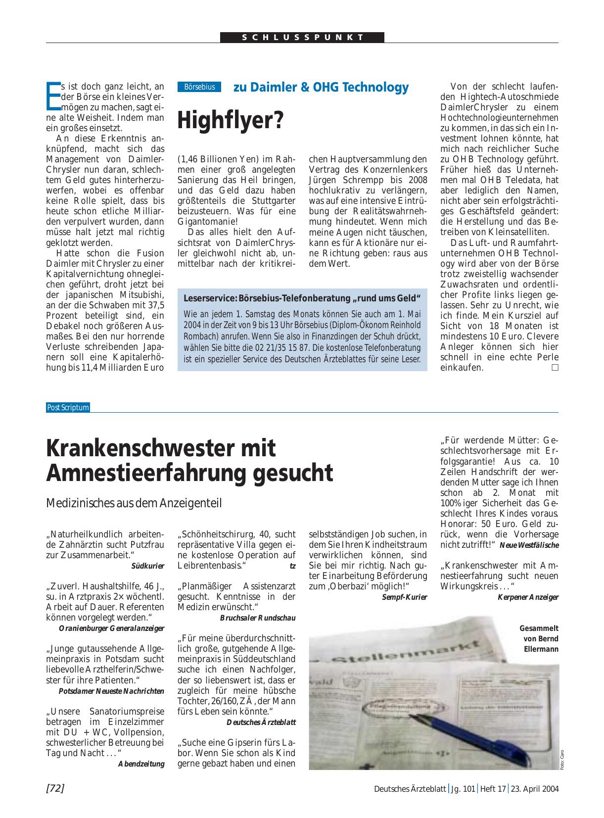 Vorschauseite 1: zu Daimler & OHG Technology: Highflyer?