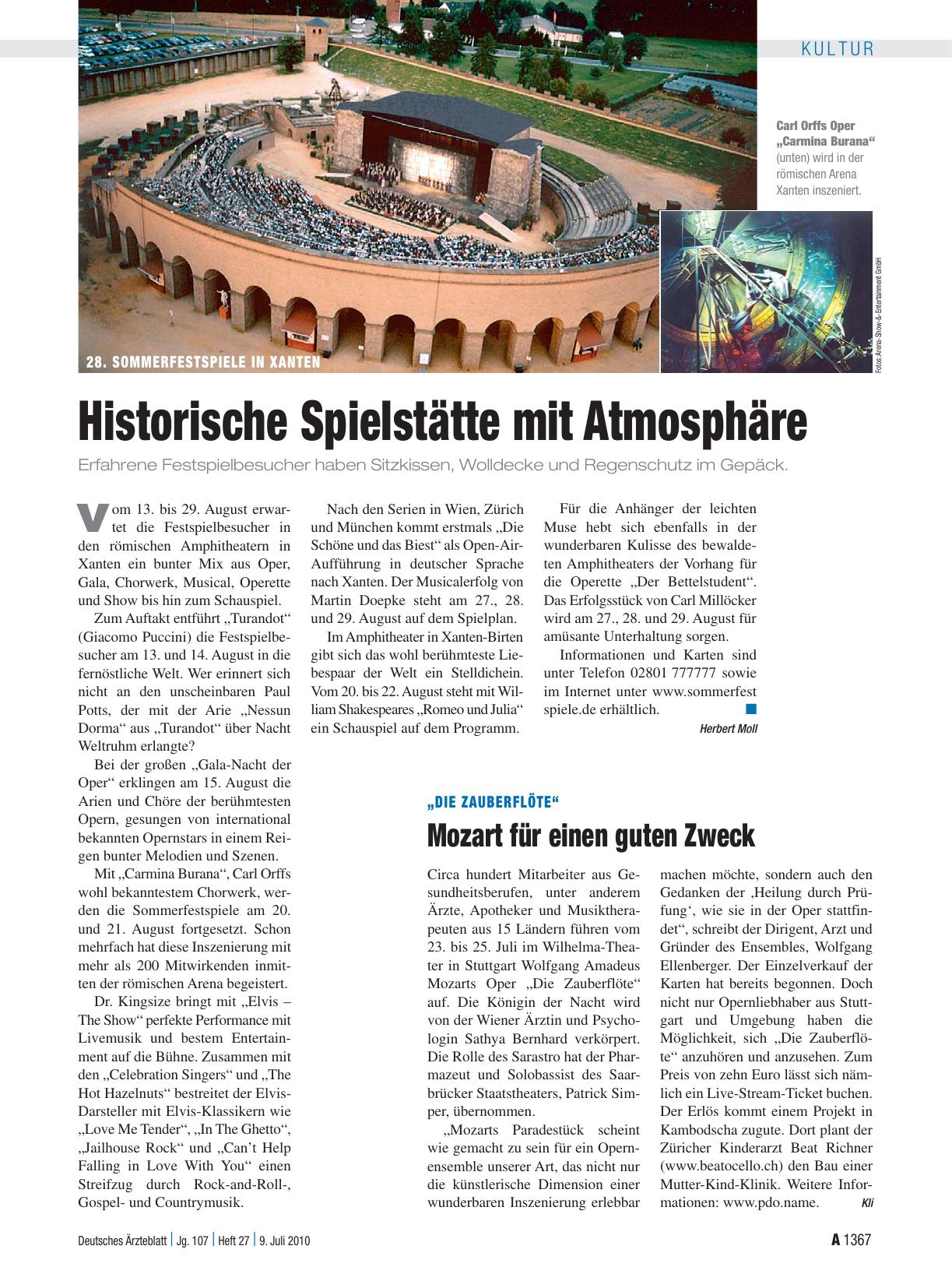 Vorschauseite 1: 28. Sommerfestspiele in Xanten: Historische Spielstätte mit Atmosphäre