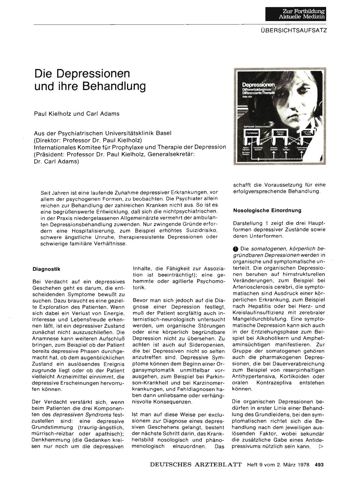 Vorschauseite 1: Die Depressionen und ihre Behandlung