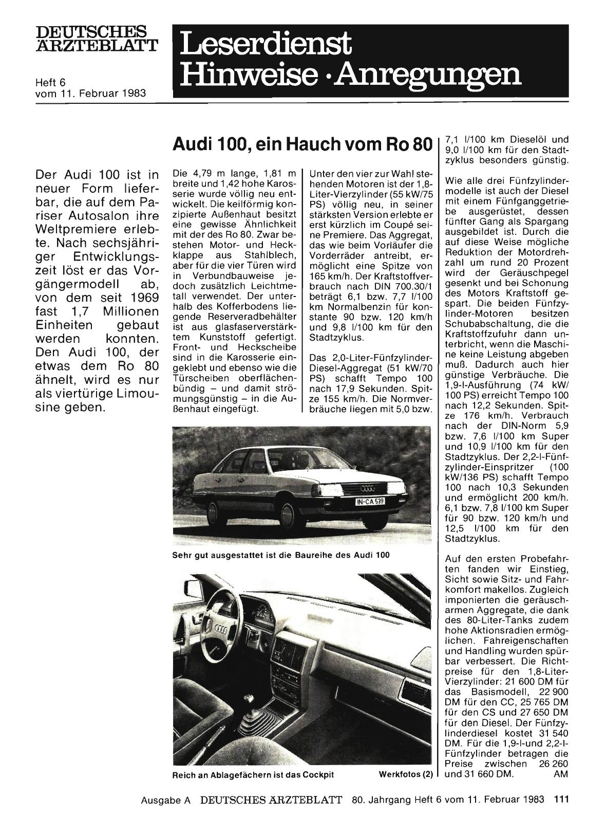 Vorschauseite 1: Audi 100, ein Hauch vom Ro 80