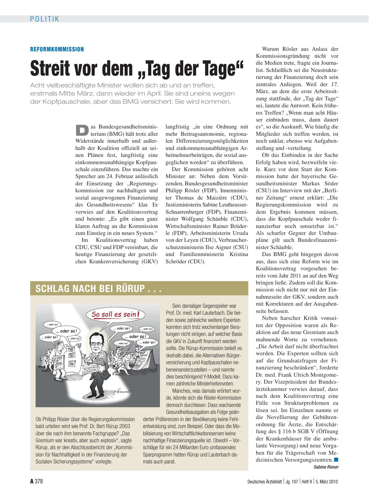Vorschauseite 1: Reformkommission: Streit vor dem „Tag der Tage“