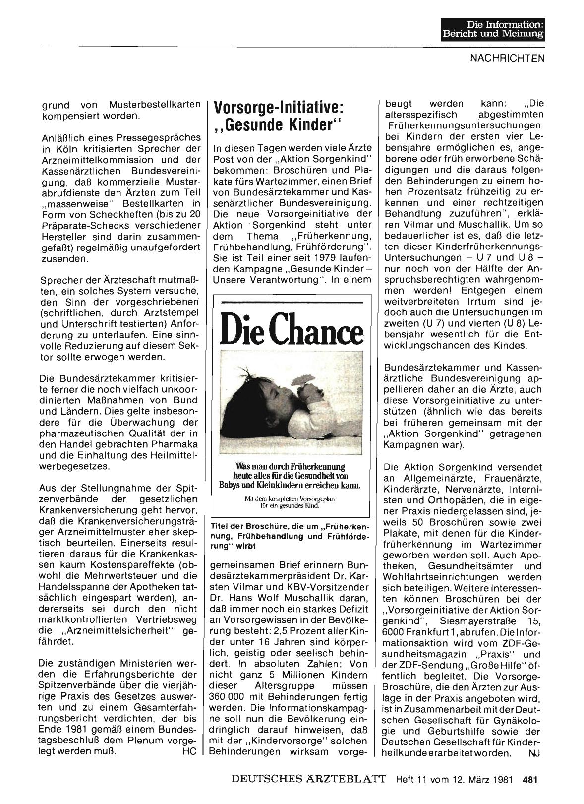 Vorschauseite 1: Vorsorge-Initiative: „Gesunde Kinder"