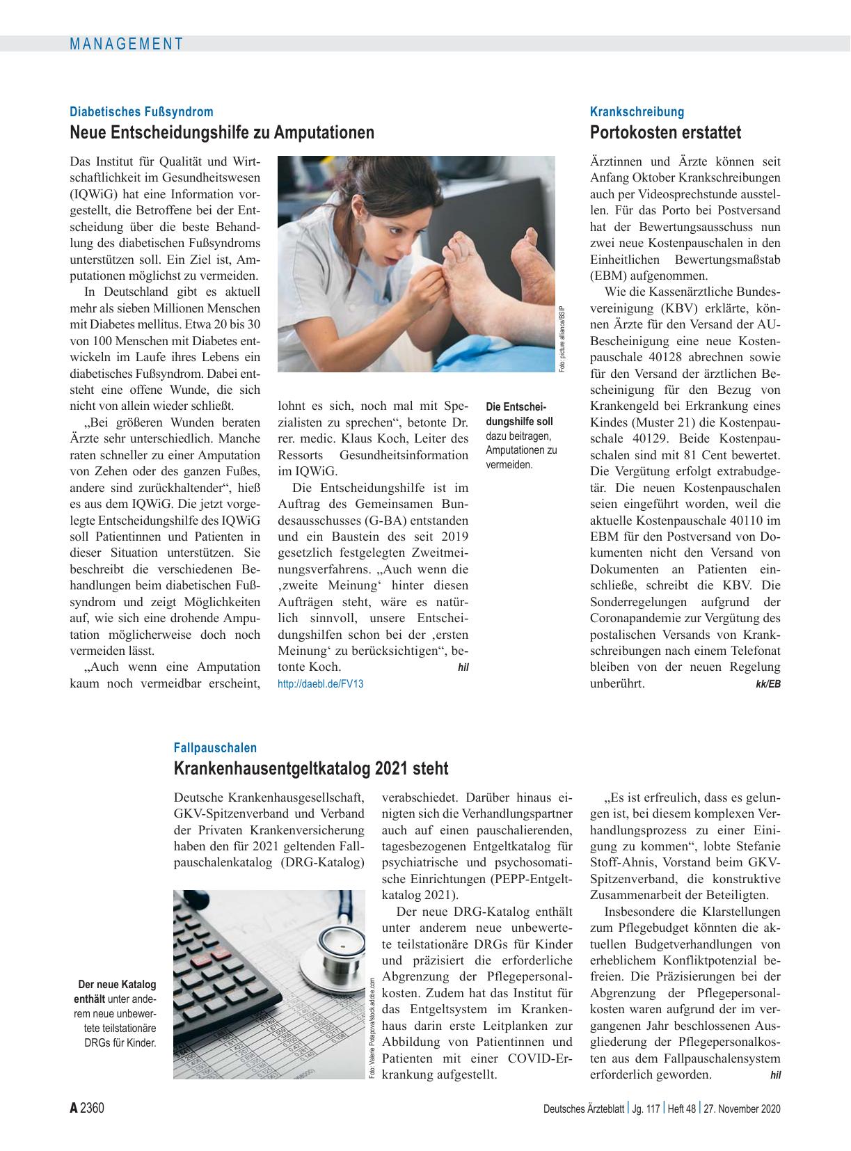 Vorschauseite 1: Diabetisches Fußsyndrom: Neue Entscheidungshilfe zu Amputationen
