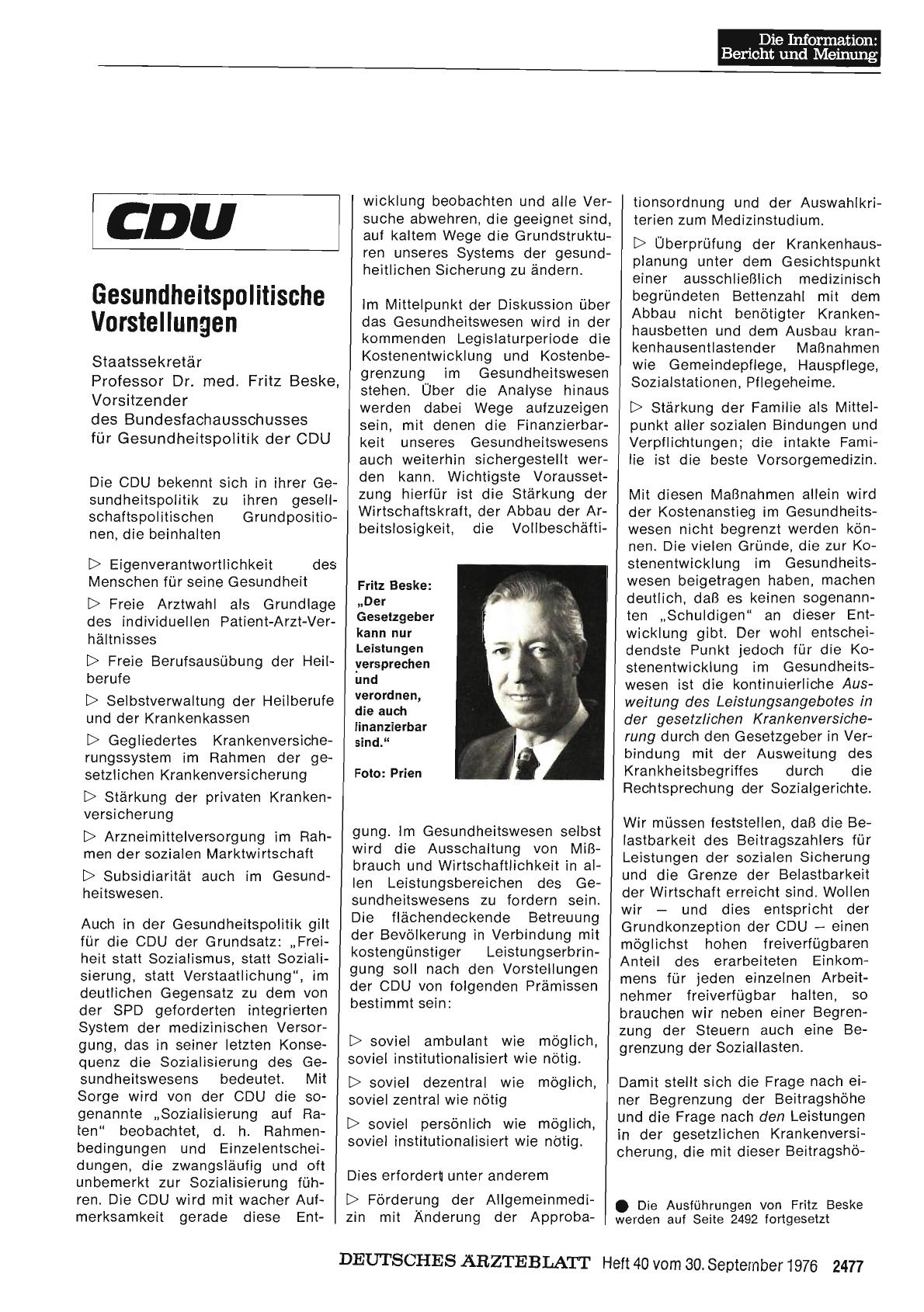 Vorschauseite 1: CDU: Gesundheitspolitische Vorstellungen - Teil 1