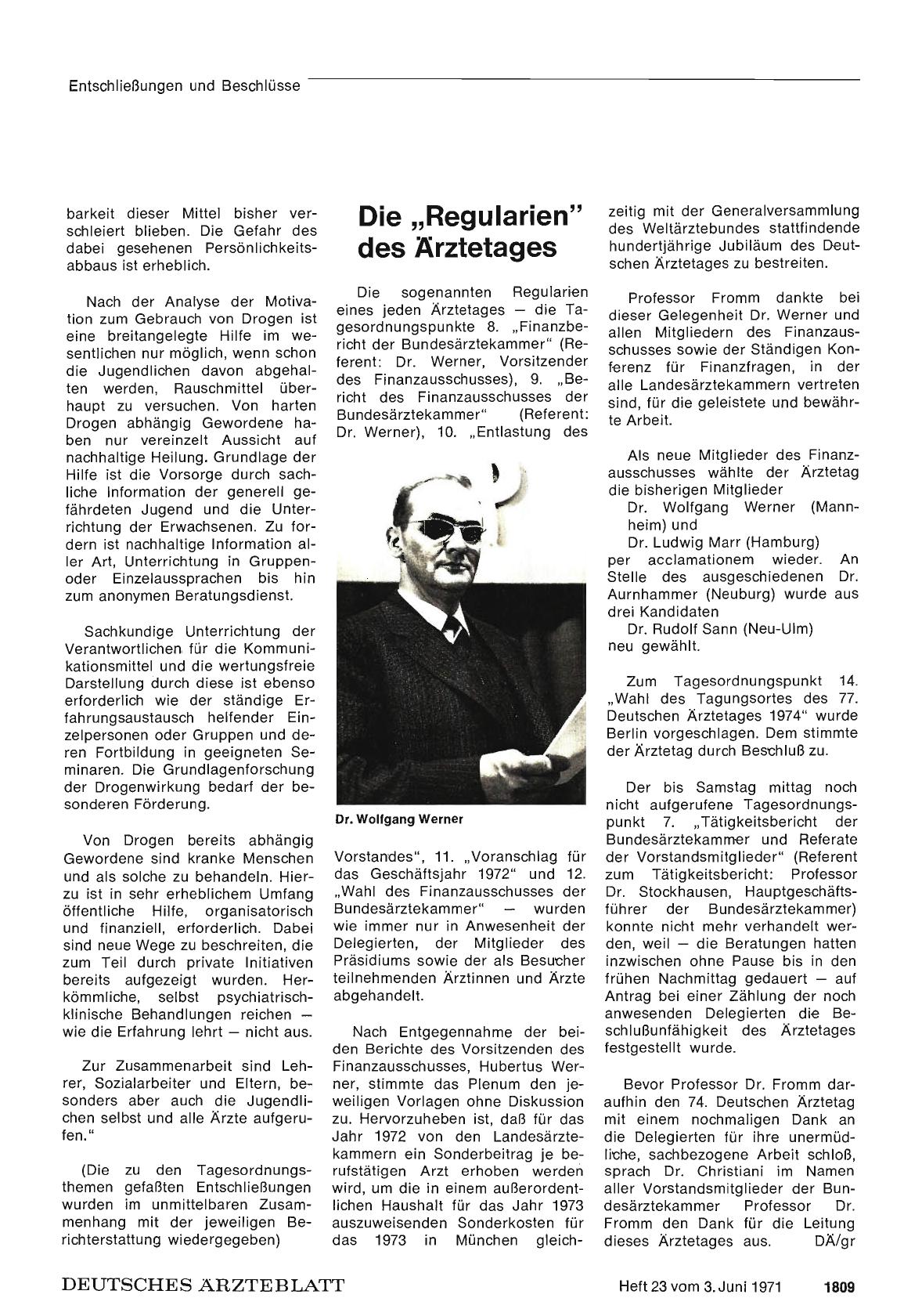 Vorschauseite 1: Die „Regularien" des Ärztetages
