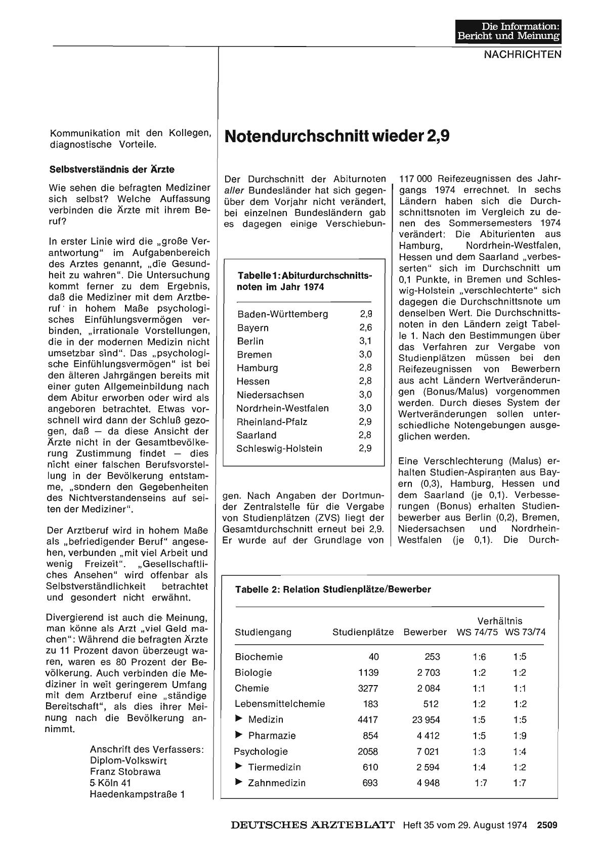 Vorschauseite 1: Notendurchschnitt wieder 2, 9