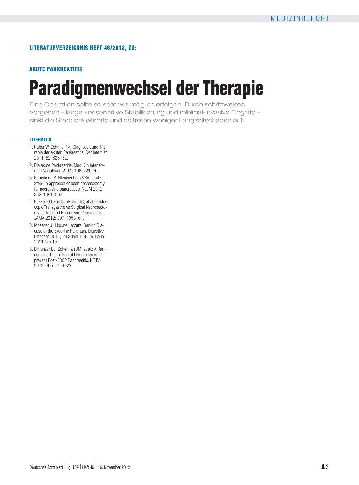 Vorschauseite 3: Schwere akute Pankreatitis: Paradigmenwechsel der Therapie