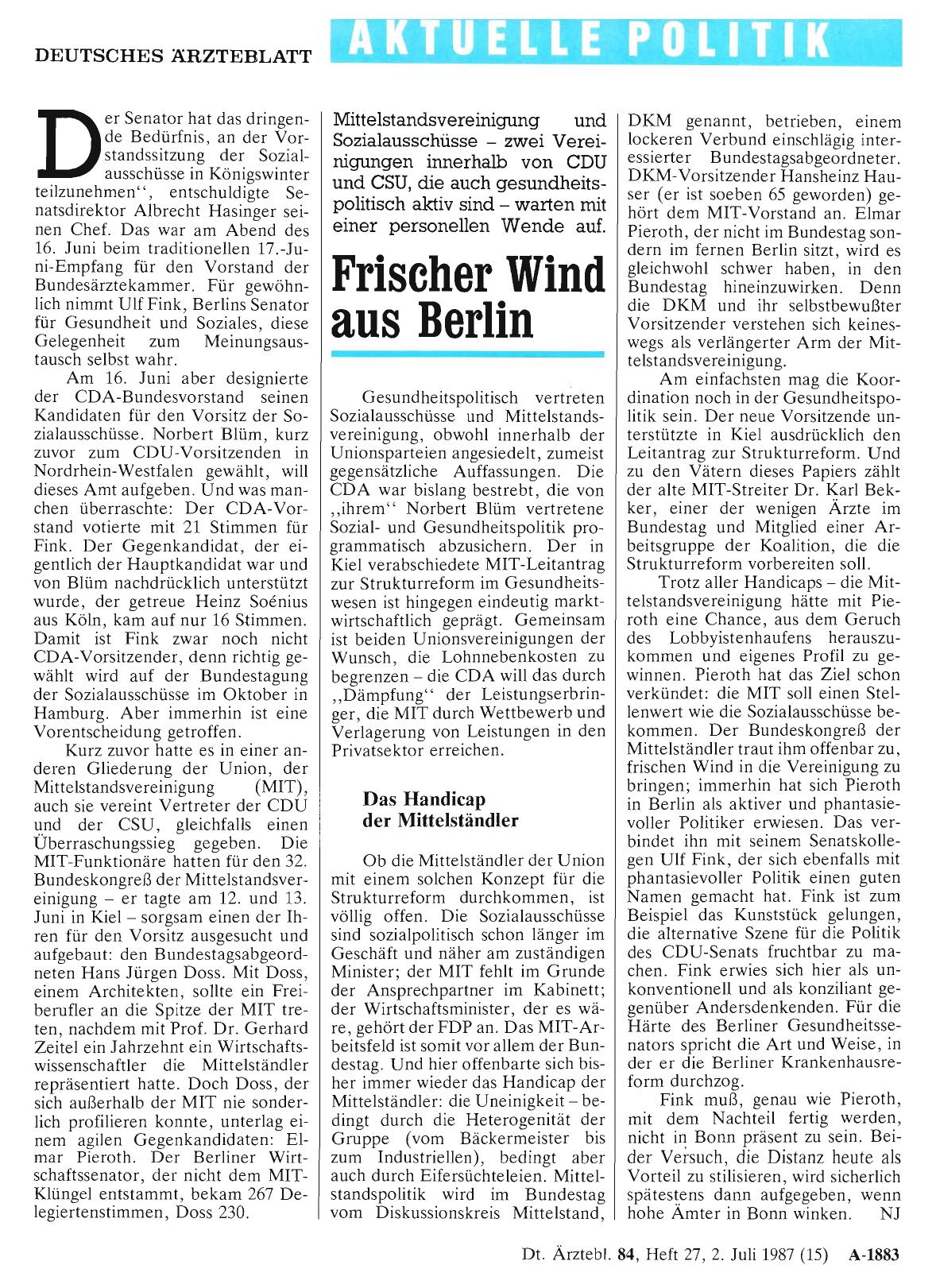 Vorschauseite 1: Frischer Wind aus Berlin