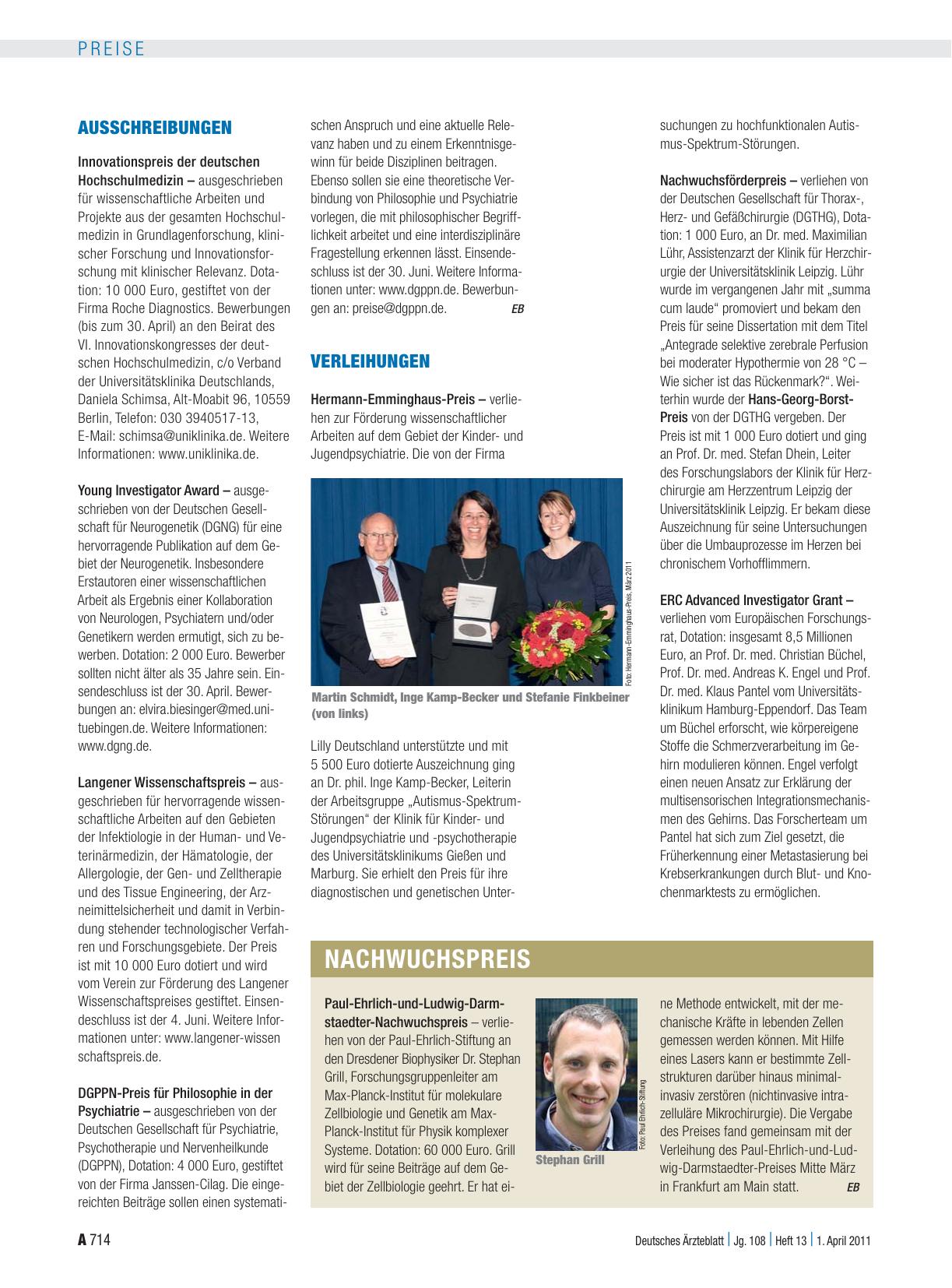 Vorschauseite 1: Verleihungen