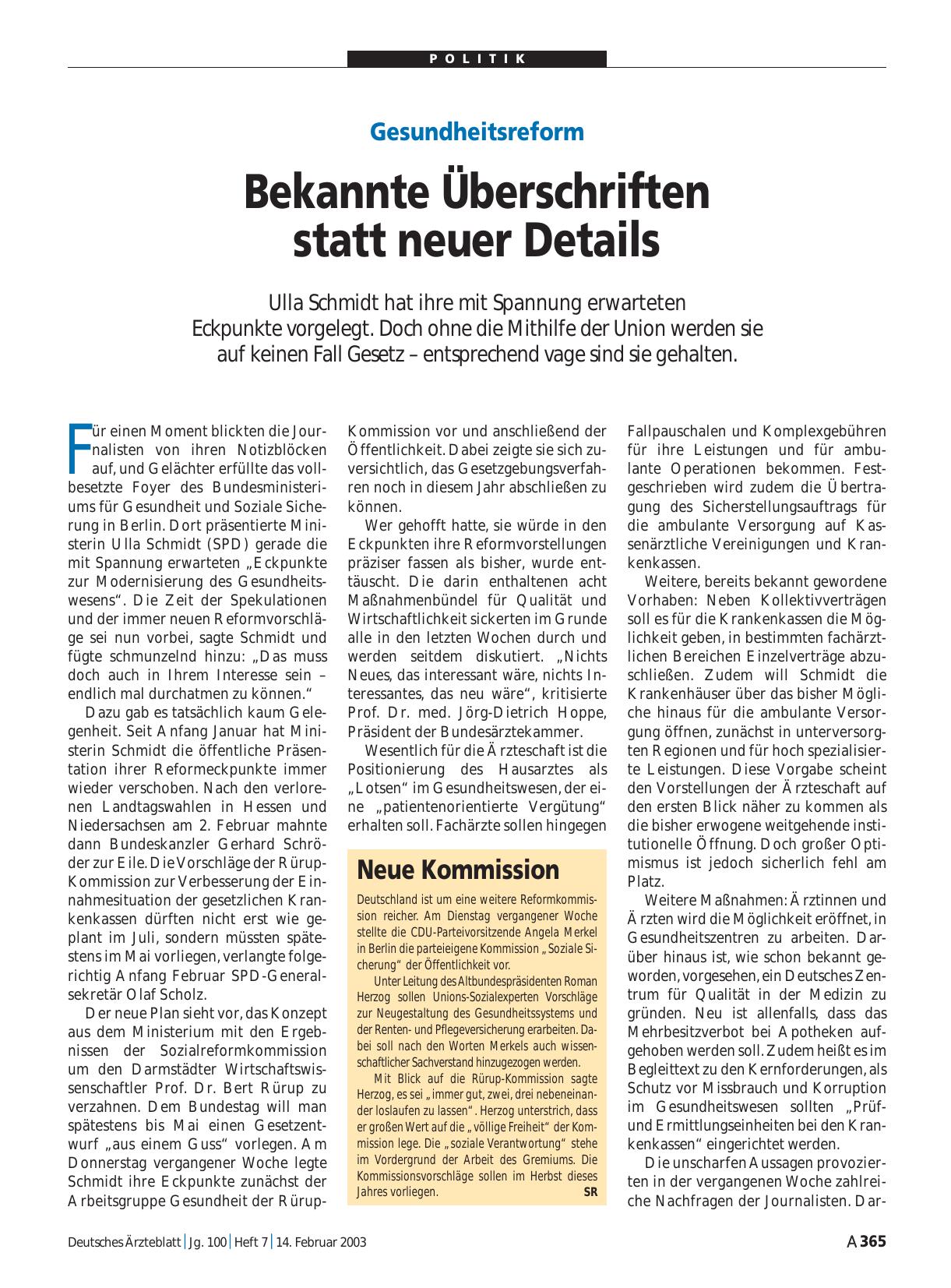 Vorschauseite 1: Neue Kommission