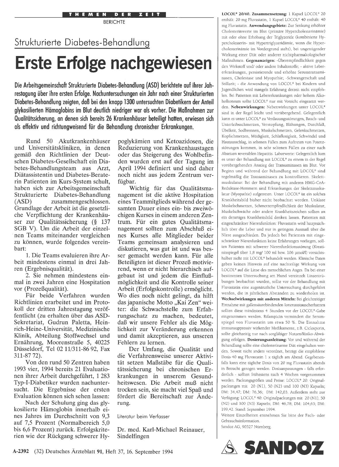 Vorschauseite 1: Strukturierte Diabetes-Behandlung: Erste Erfolge nachgewiesen