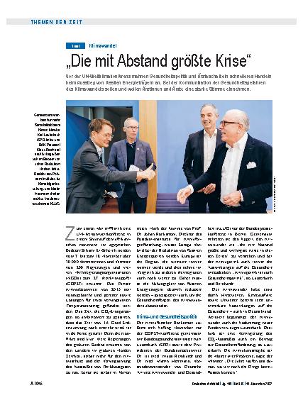 Vorschauseite 1: Klimawandel: „Die mit Abstand größte Krise“