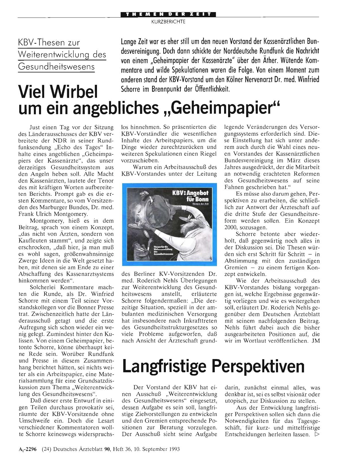 Vorschauseite 1: KBV-Thesen zur Weiterentwicklung des Gesundheitswesens: Viel Wirbel um ein angebliches „Geheimpapier“