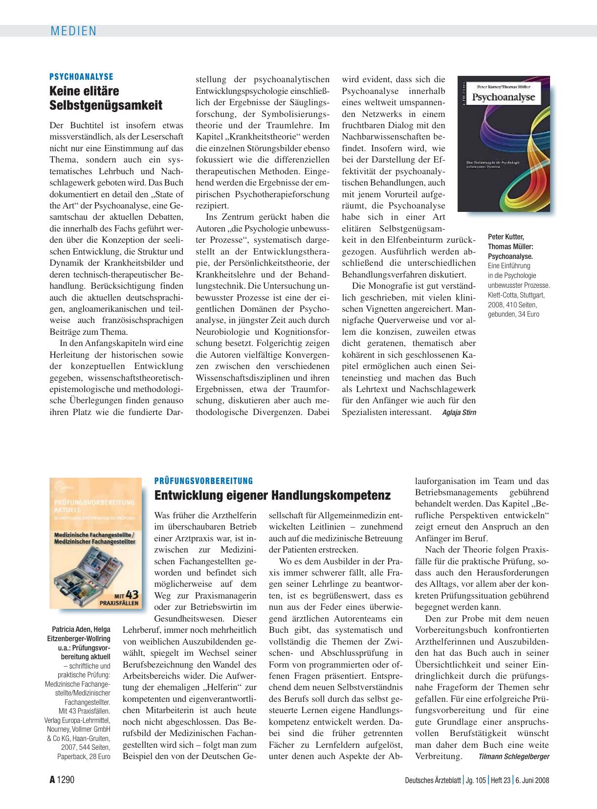 Vorschauseite 1: Psychoanalyse: Keine elitäre Selbstgenügsamkeit