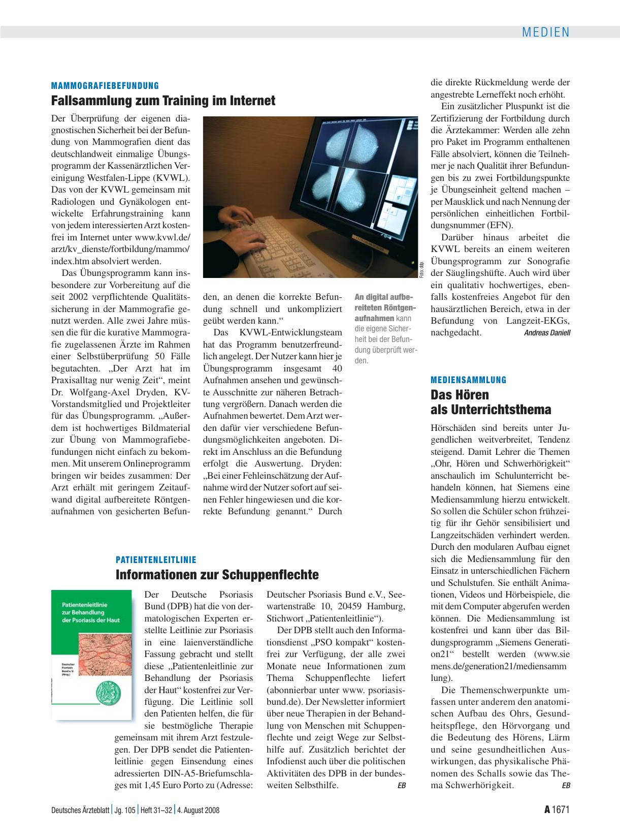 Vorschauseite 1: Mammografiebefundung: Fallsammlung zum Training im Internet
