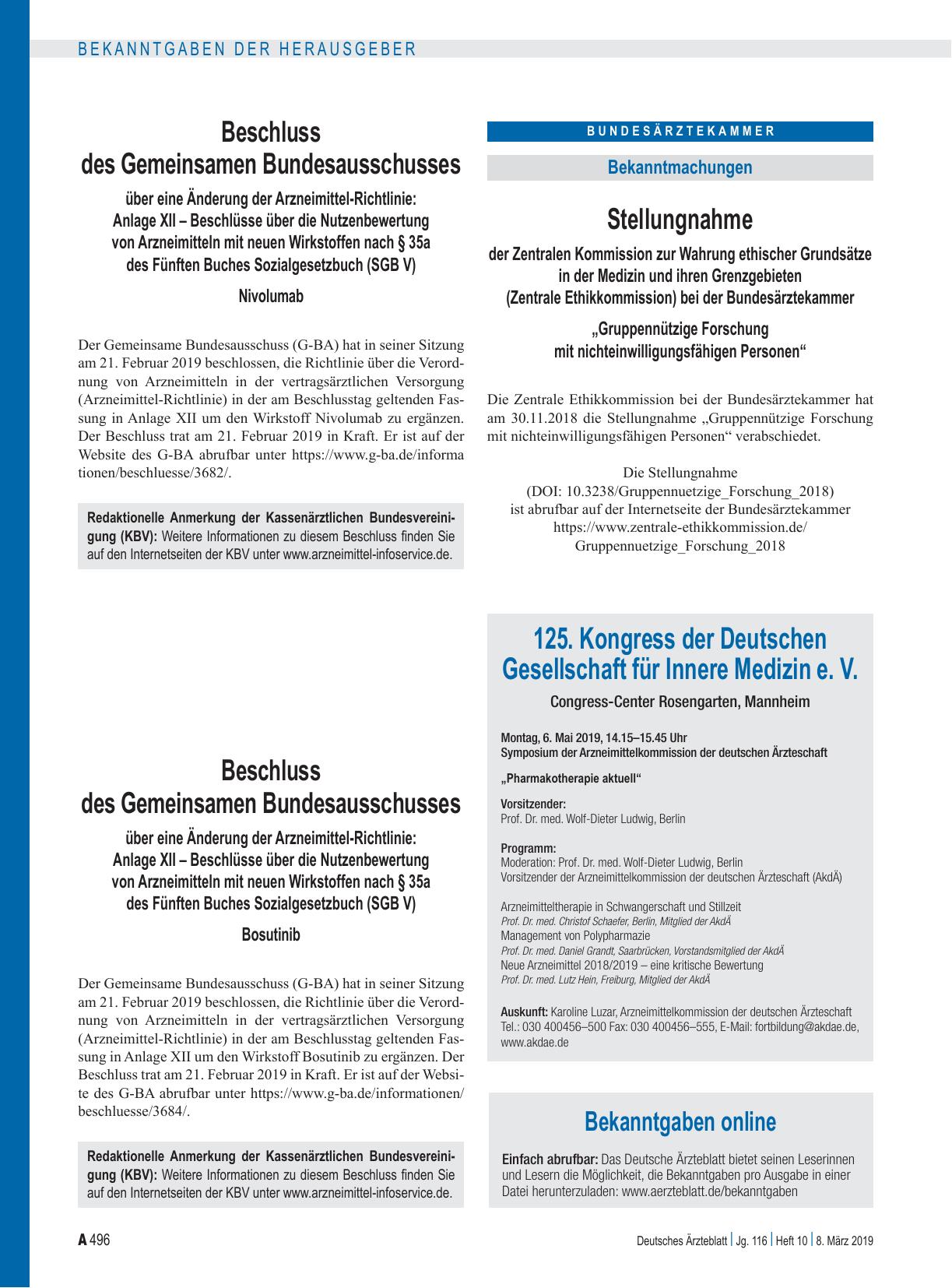 Vorschauseite 1: Bekanntgaben online