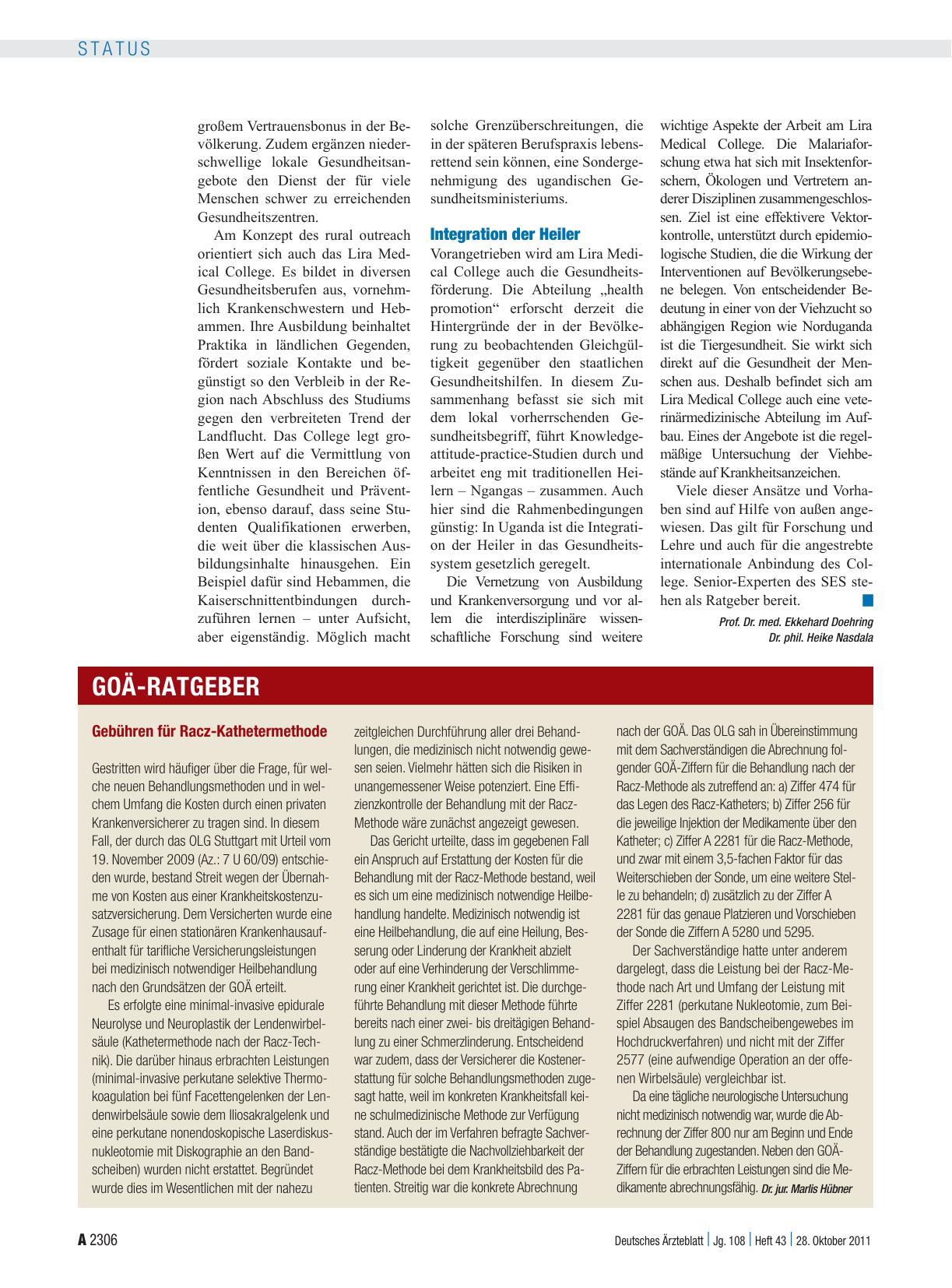 Vorschauseite 1: Gebühren für Racz-Kathetermethode