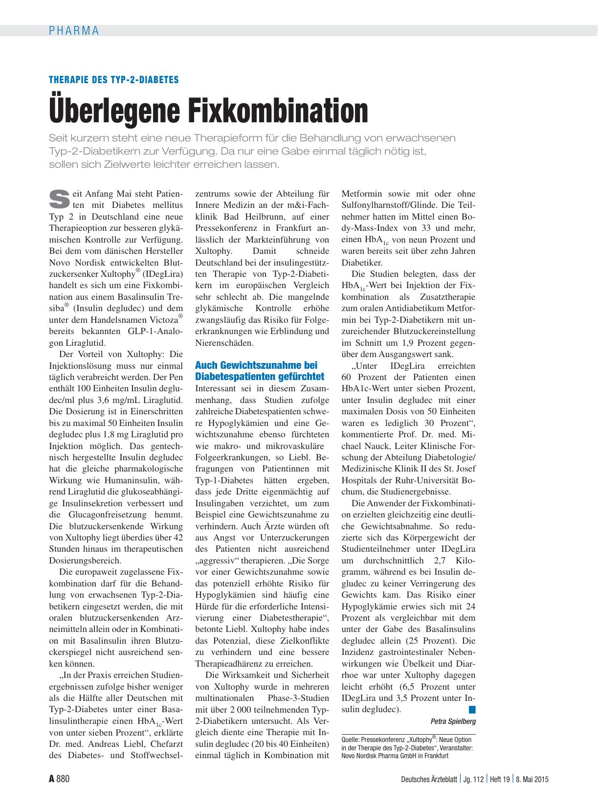 Vorschauseite 1: Therapie des Typ-2-Diabetes: Überlegene Fixkombination