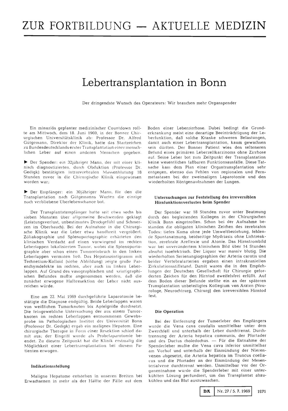 Vorschauseite 1: Lebertransplantation in Bonn