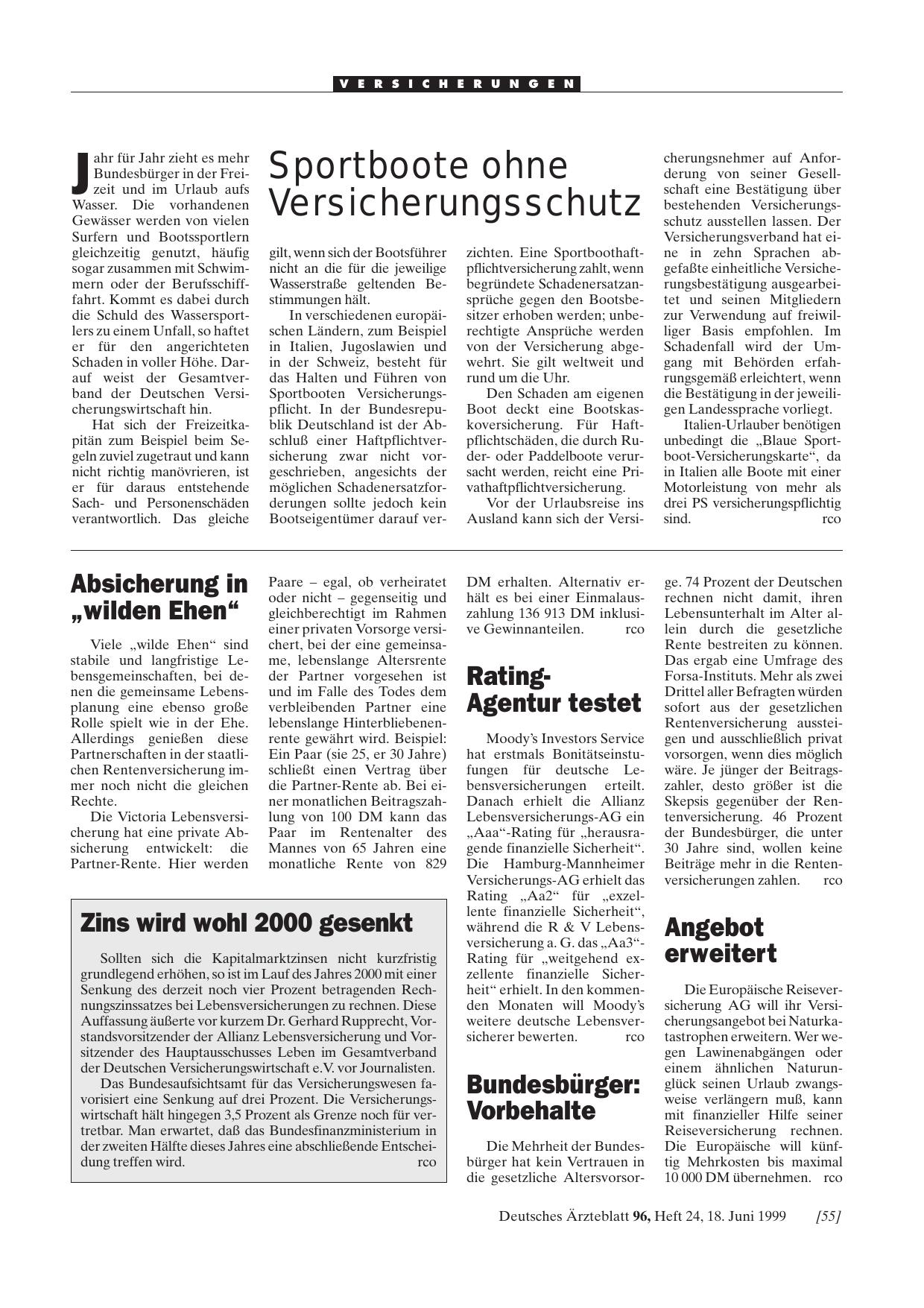 Vorschauseite 1: Zins wird wohl 2000 gesenkt