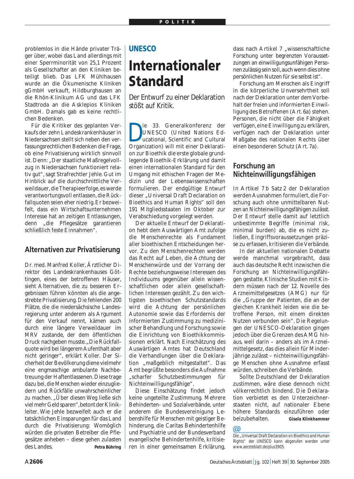 Vorschauseite 1: UNESCO: Internationaler Standard