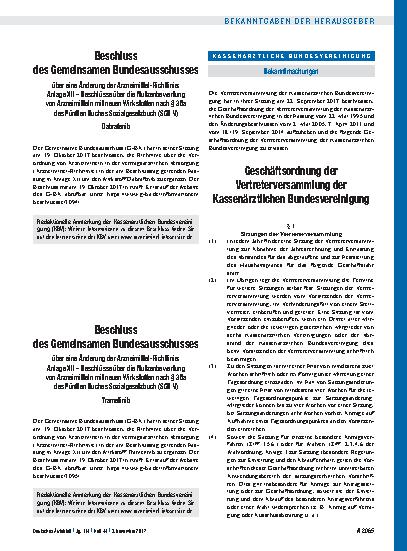 Vorschauseite 1: Beschluss des Gemeinsamen Bundesausschusses über eine Änderung der Arzneimittel-Richtlinie: Anlage XII – Trametinib