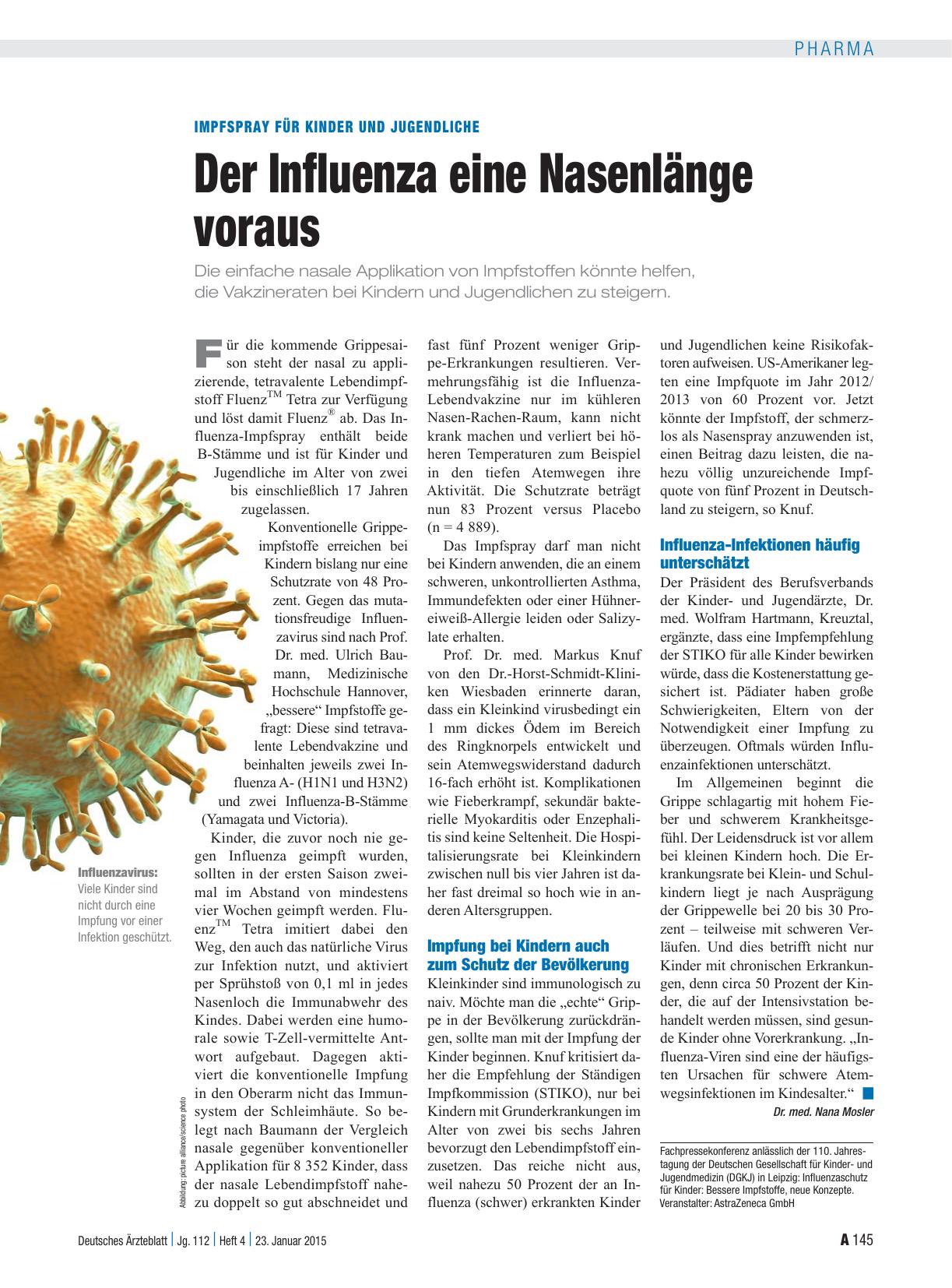 Vorschauseite 1: Impfspray für Kinder und Jugendliche: Der Influenza eine Nasenlänge voraus
