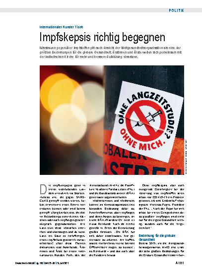 Vorschauseite 1: Internationaler Runder Tisch: Impfskepsis richtig begegnen