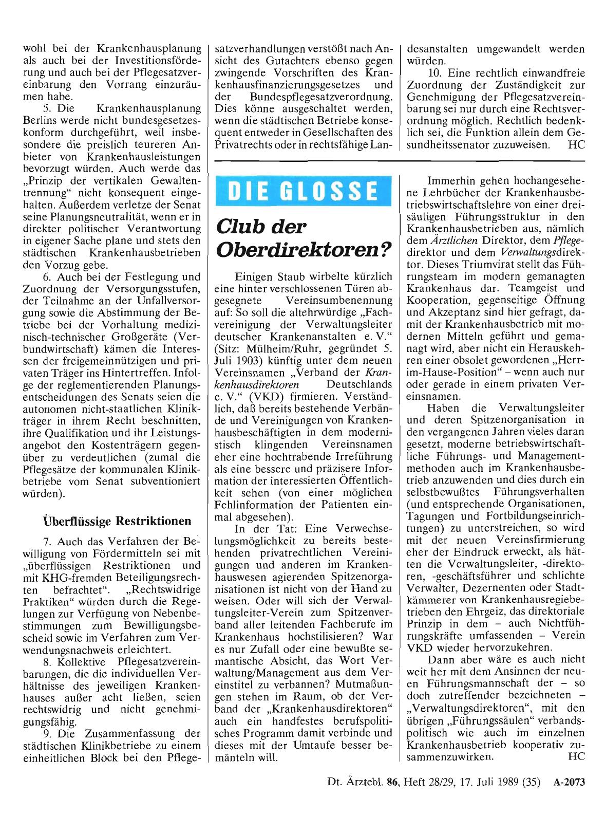 Vorschauseite 1: Club der Oberdirektoren?