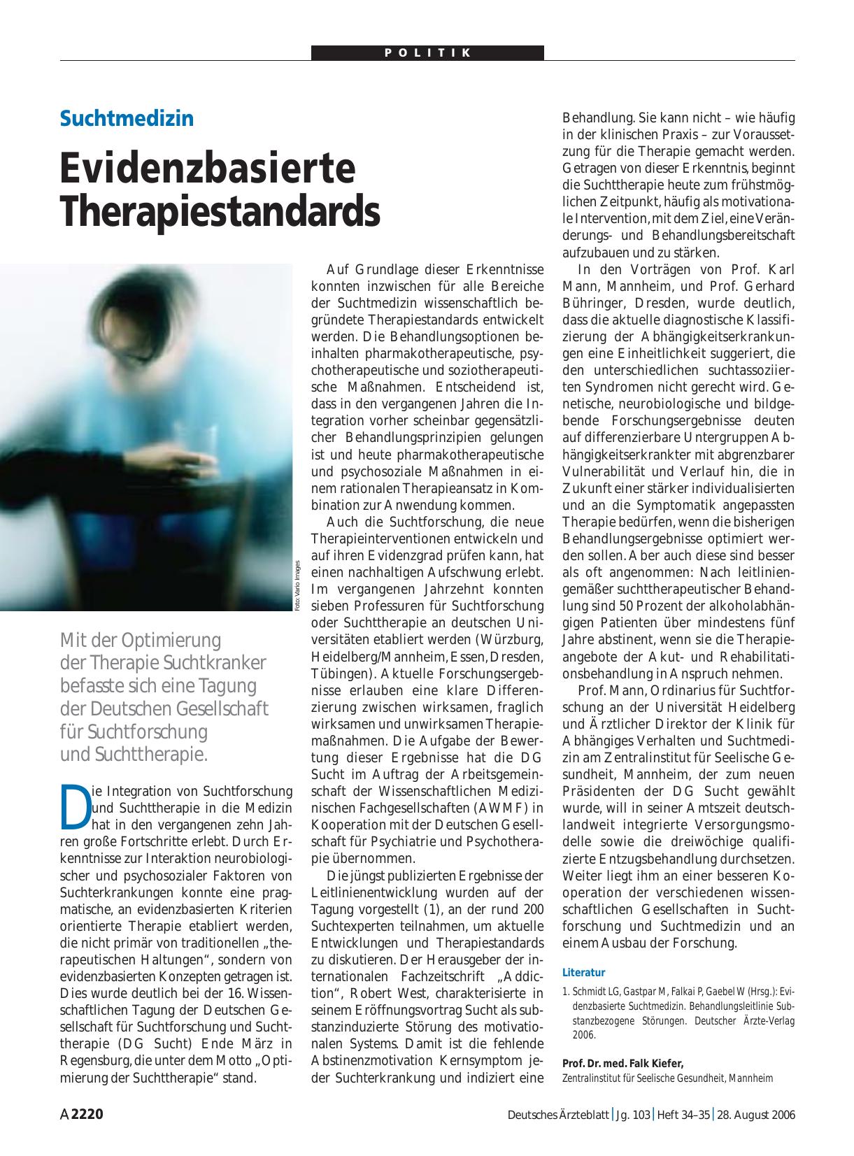 Vorschauseite 1: Suchtmedizin: Evidenzbasierte Therapiestandards