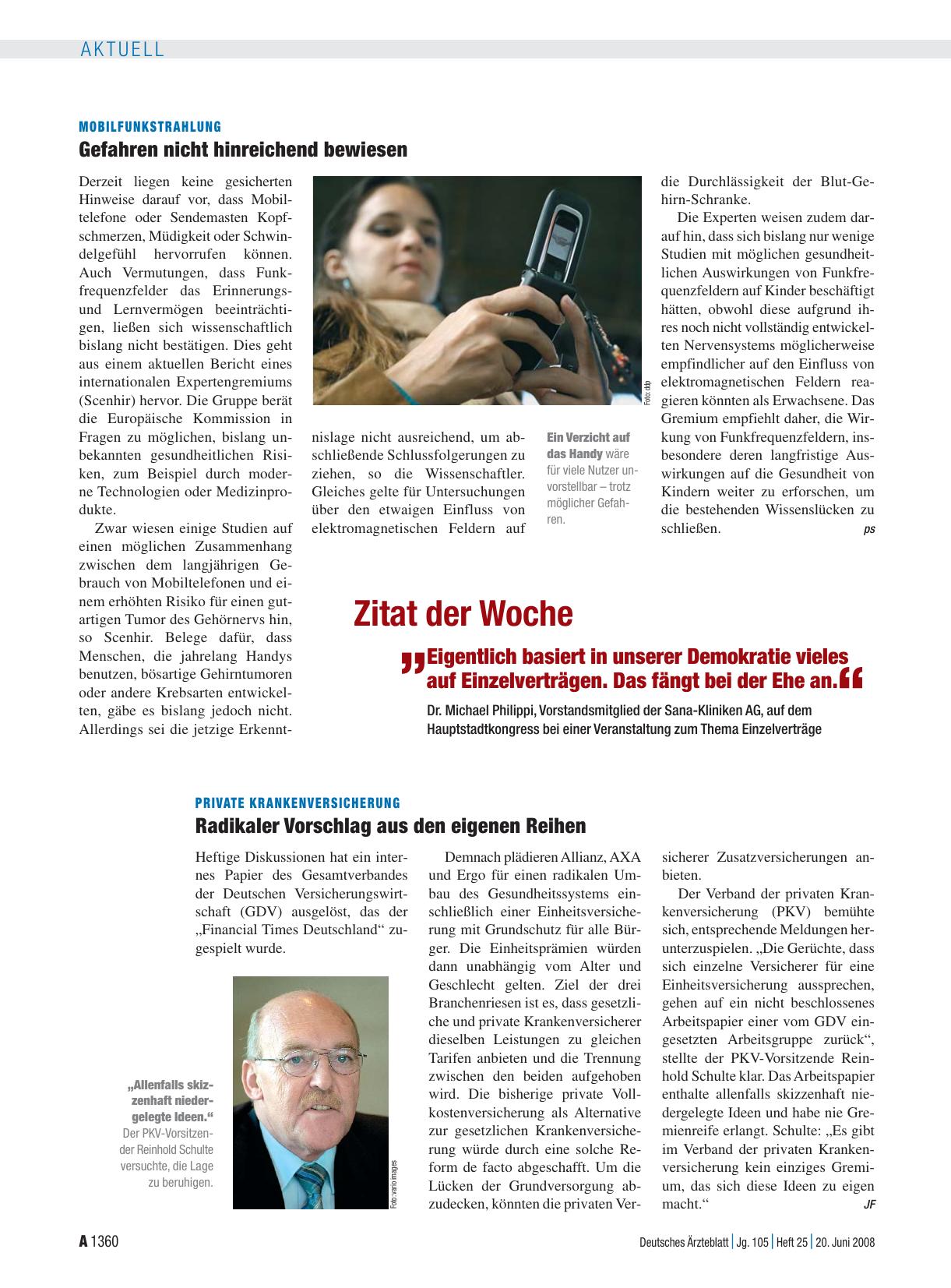 Vorschauseite 1: Mobilfunkstrahlung: Gefahren nicht hinreichend bewiesen