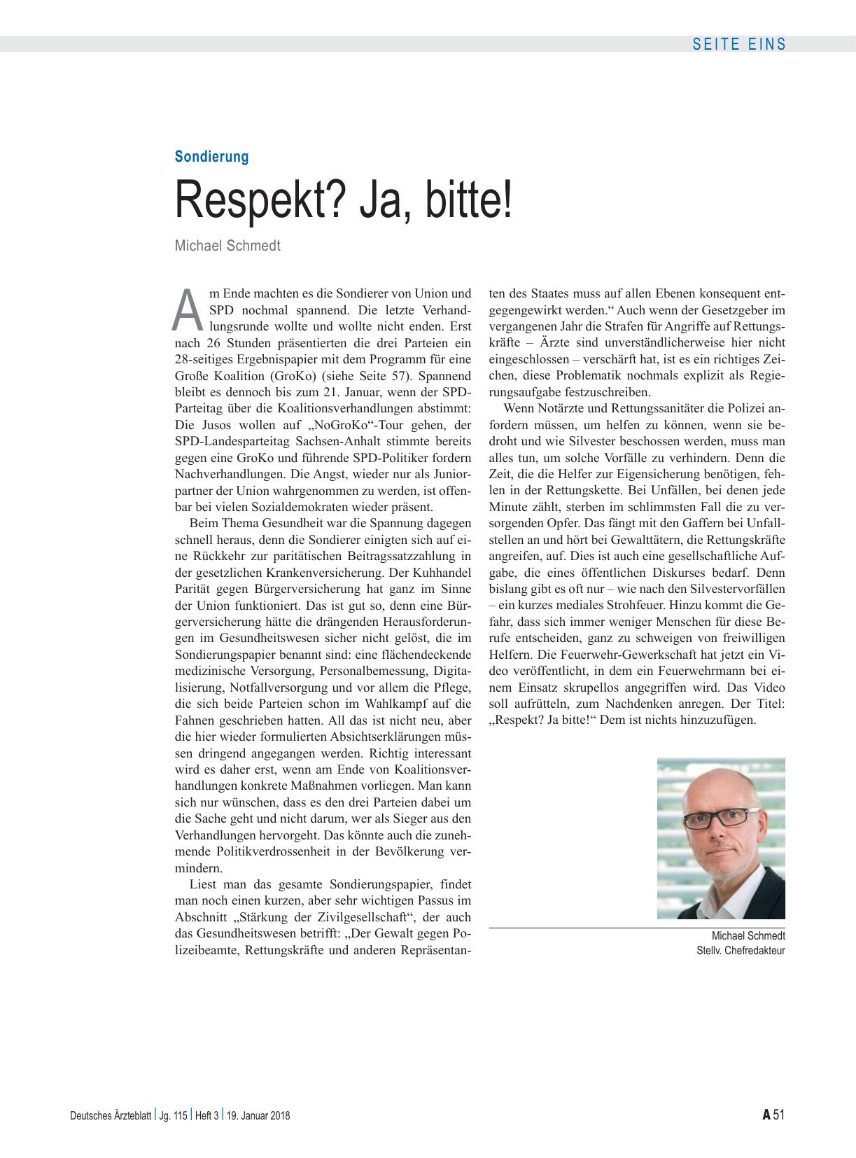 Vorschauseite 1: Sondierung: Respekt? Ja, bitte!