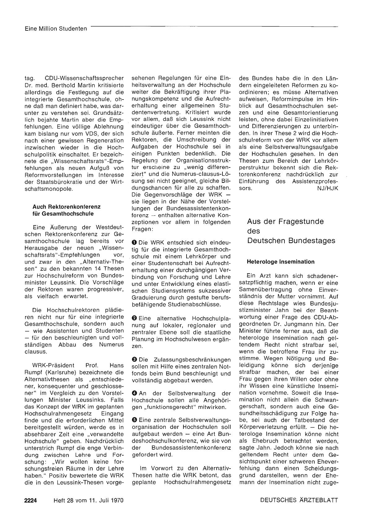 Vorschauseite 1: Aus der Fragestunde des Deutschen Bundestages