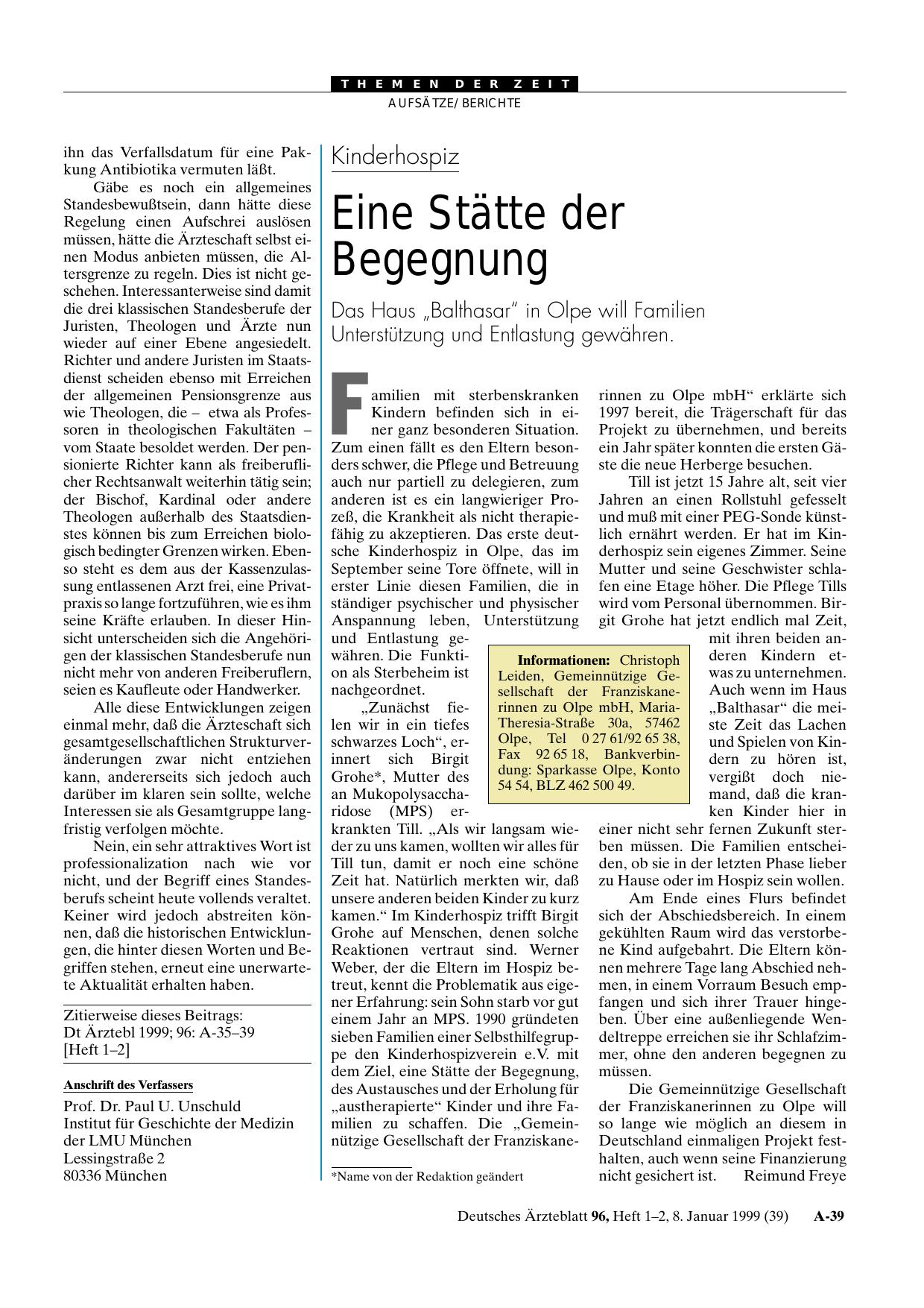 Vorschauseite 1: Kinderhospiz: Eine Stätte der Begegnung
