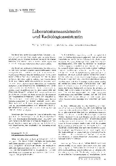 Vorschauseite 1: Laboratoriumsassistentin und Radiologieassistentin