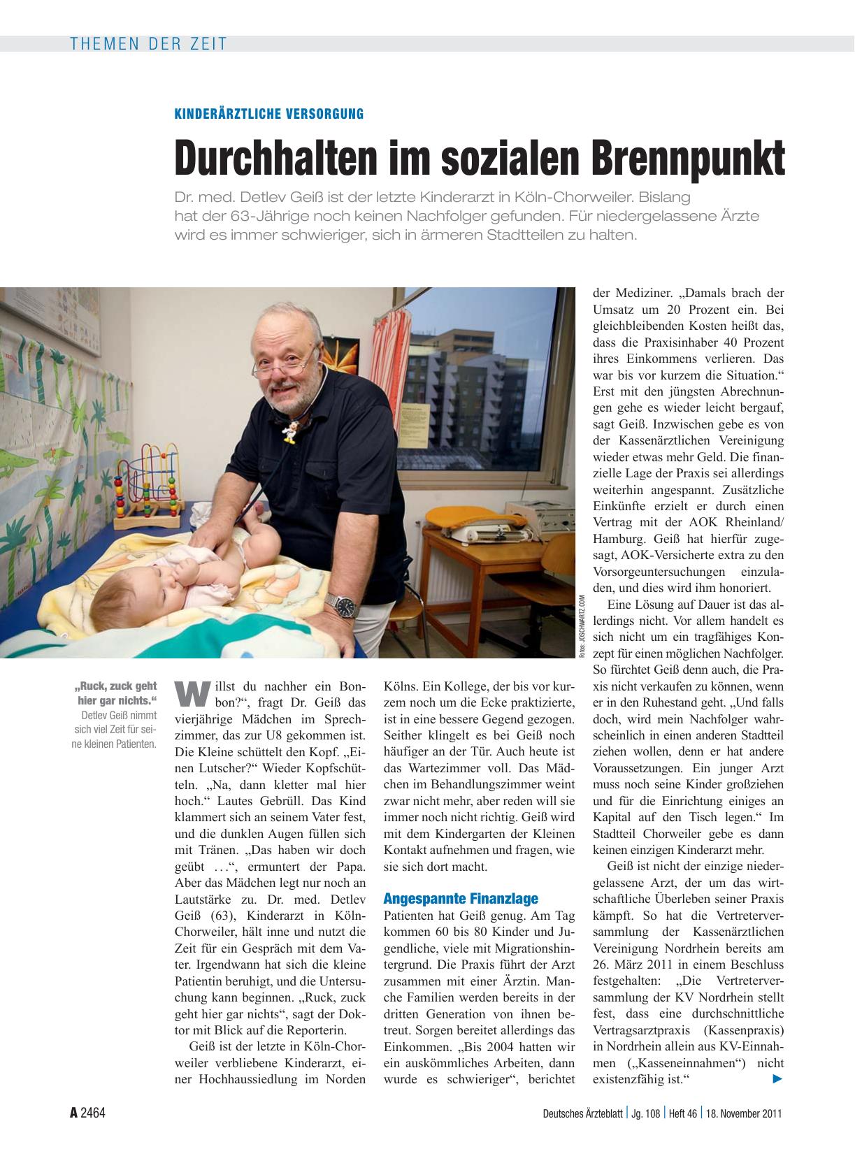 Vorschauseite 1: Kinderärztliche Versorgung: Durchhalten im sozialen Brennpunkt