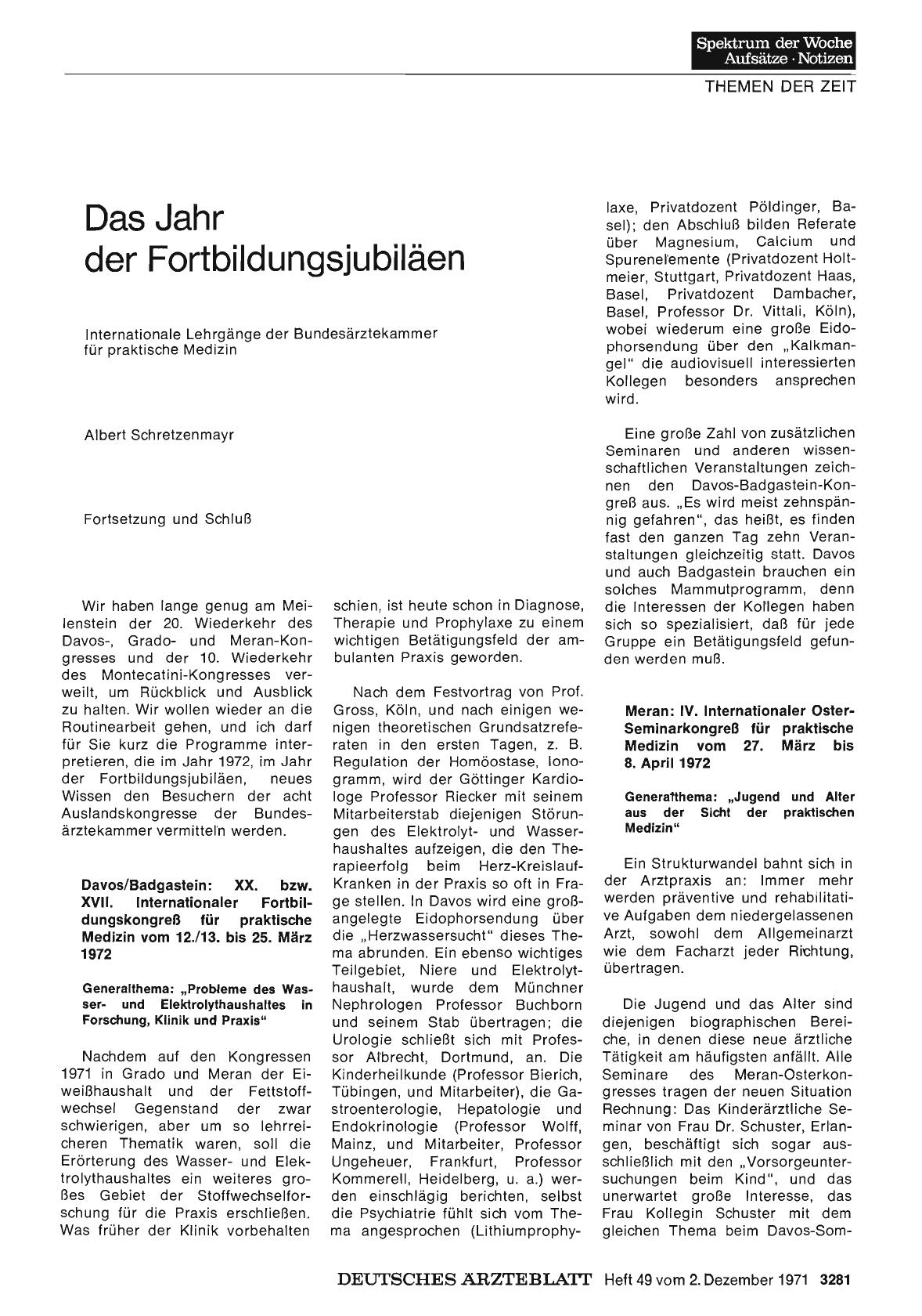 Vorschauseite 1: Das Jahr der Fortbildungsjubiläen