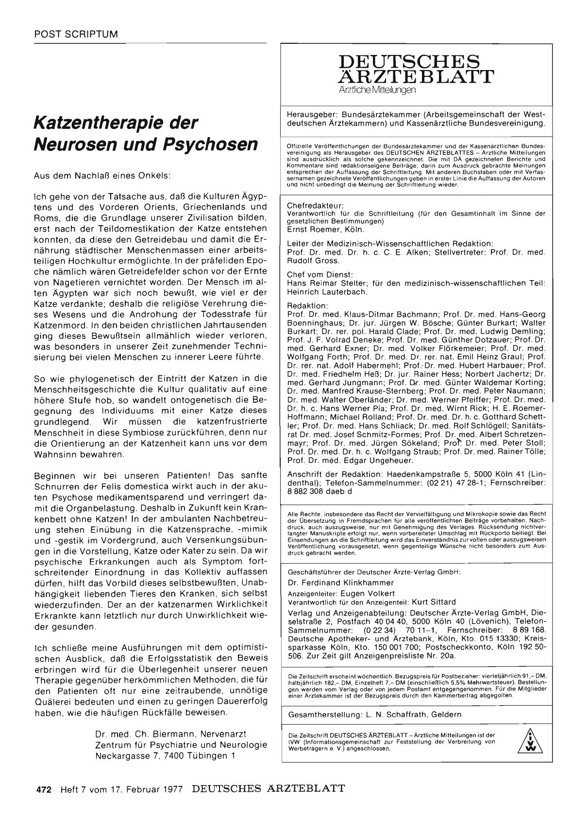 Vorschauseite 1: Katzentherapie der Neurosen und Psychosen