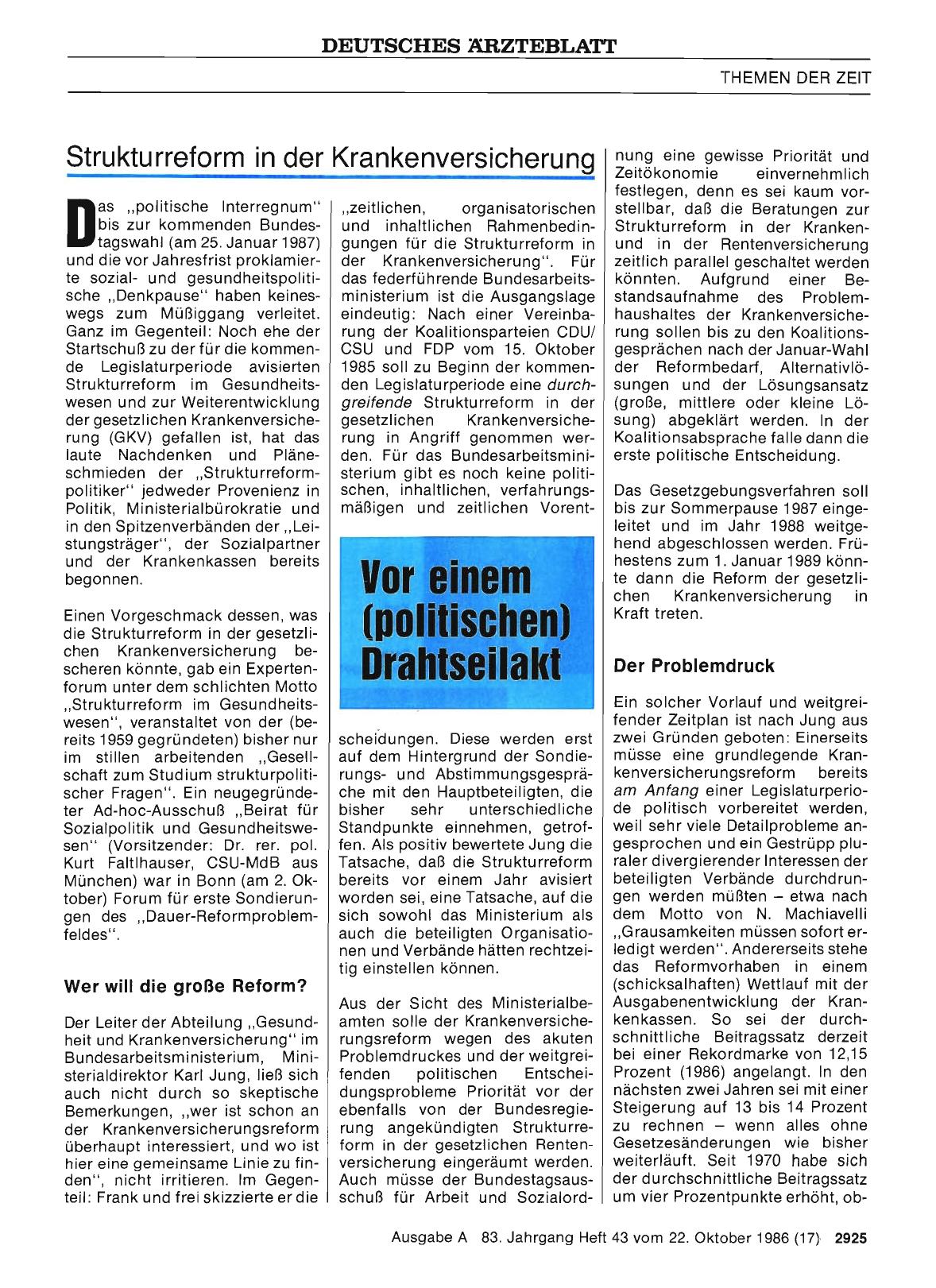 Vorschauseite 1: Strukturreform in der Krankenversicherung: Vor einem (politischen) Drahtseilakt