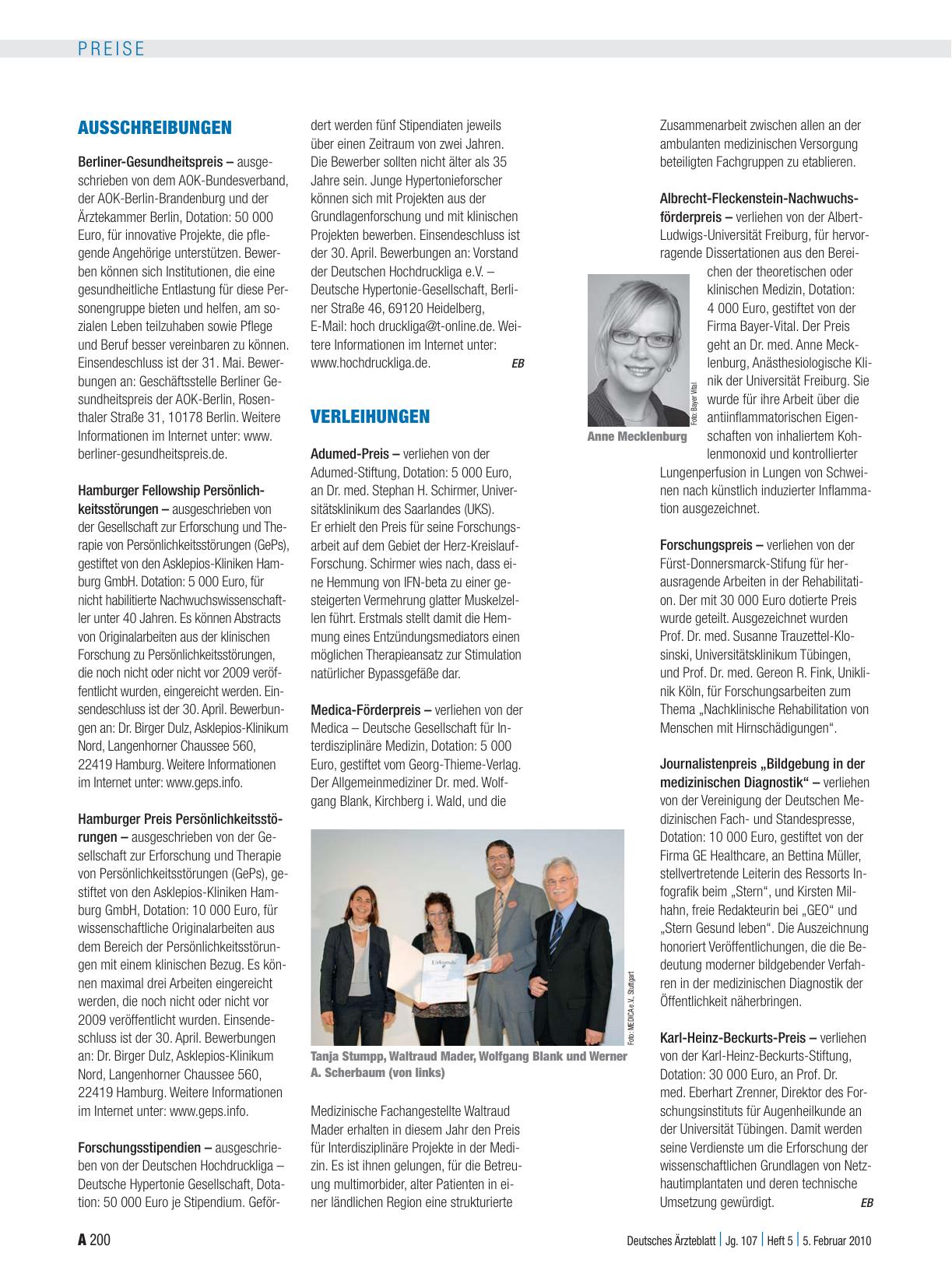 Vorschauseite 1: Verleihungen