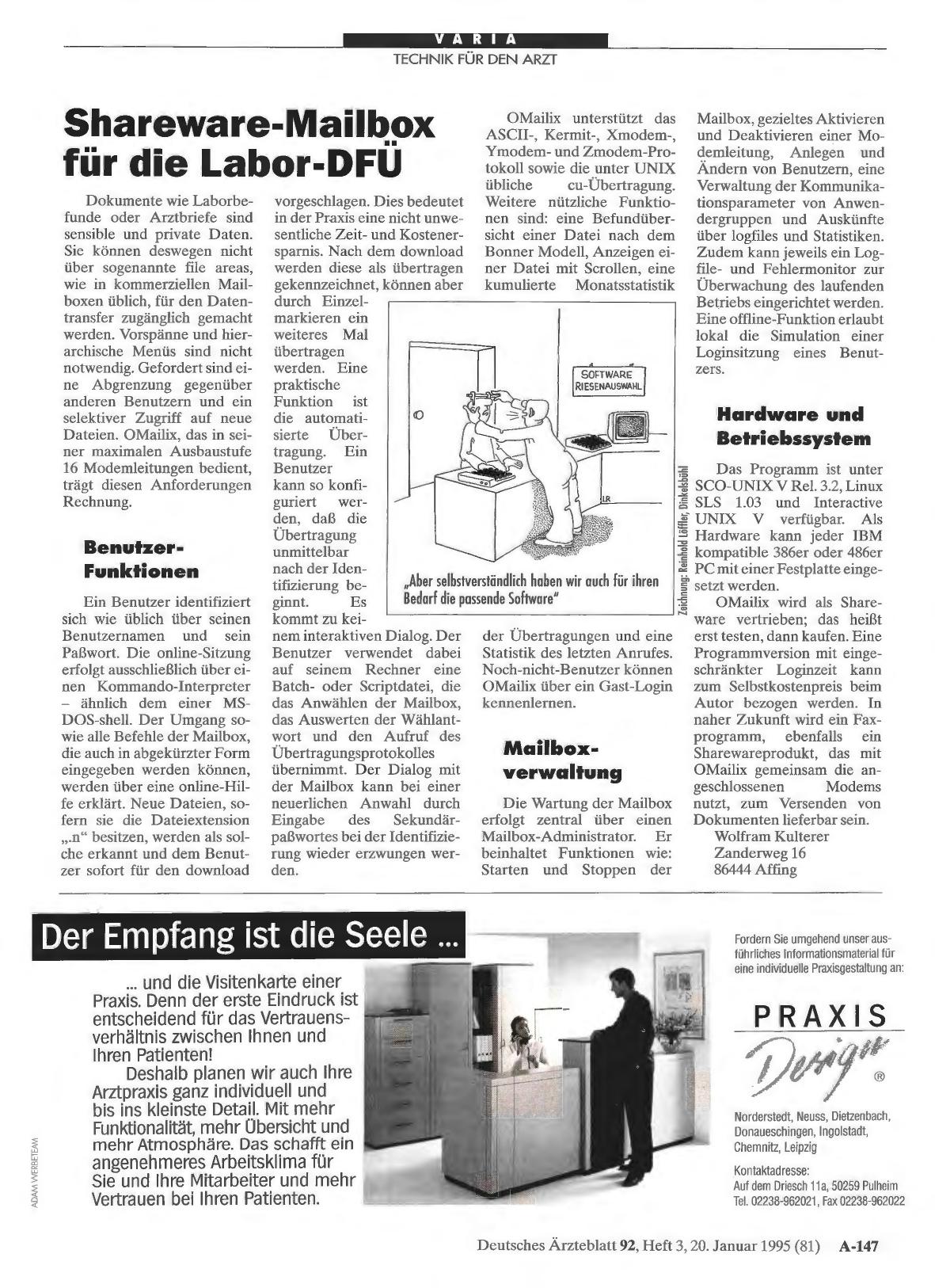 Vorschauseite 1: Shareware-Mailbox für die Labor-DFÜ