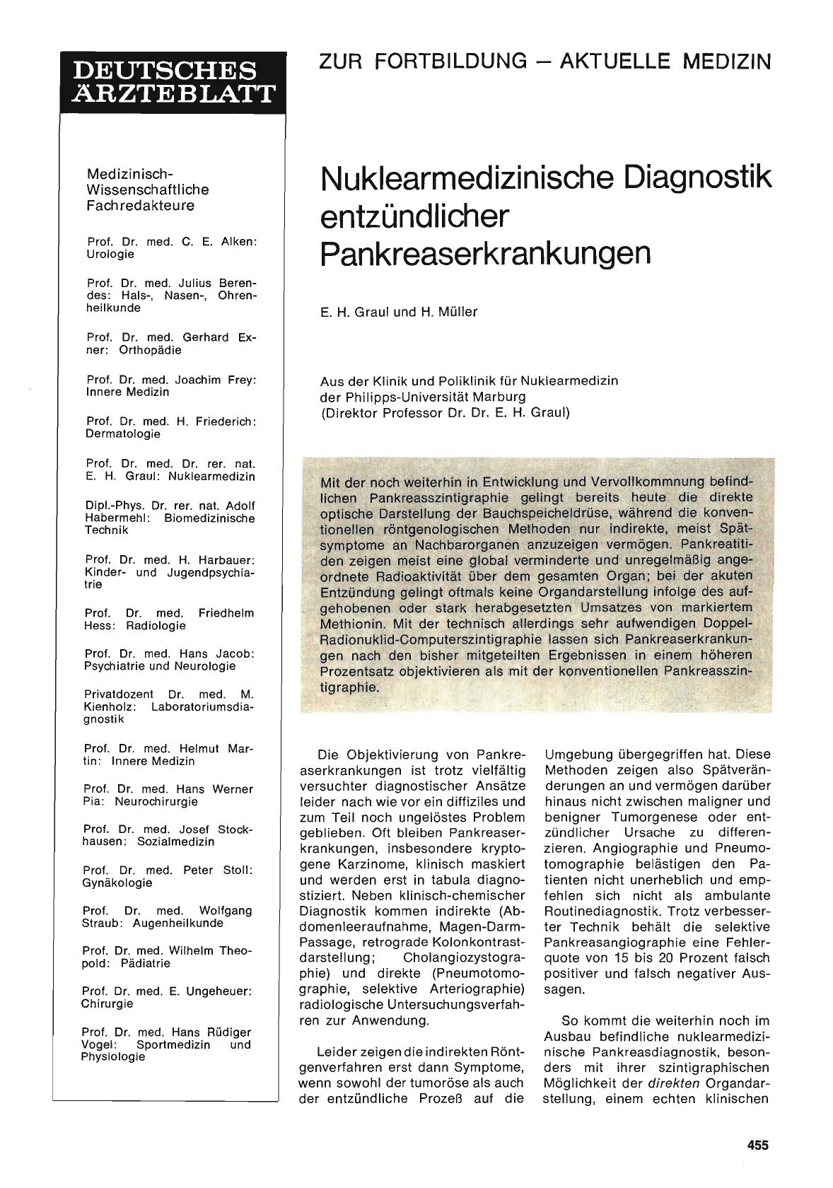 Vorschauseite 1: Nuklearmedizinische Diagnostik entzündlicher Pankreaserkrankungen