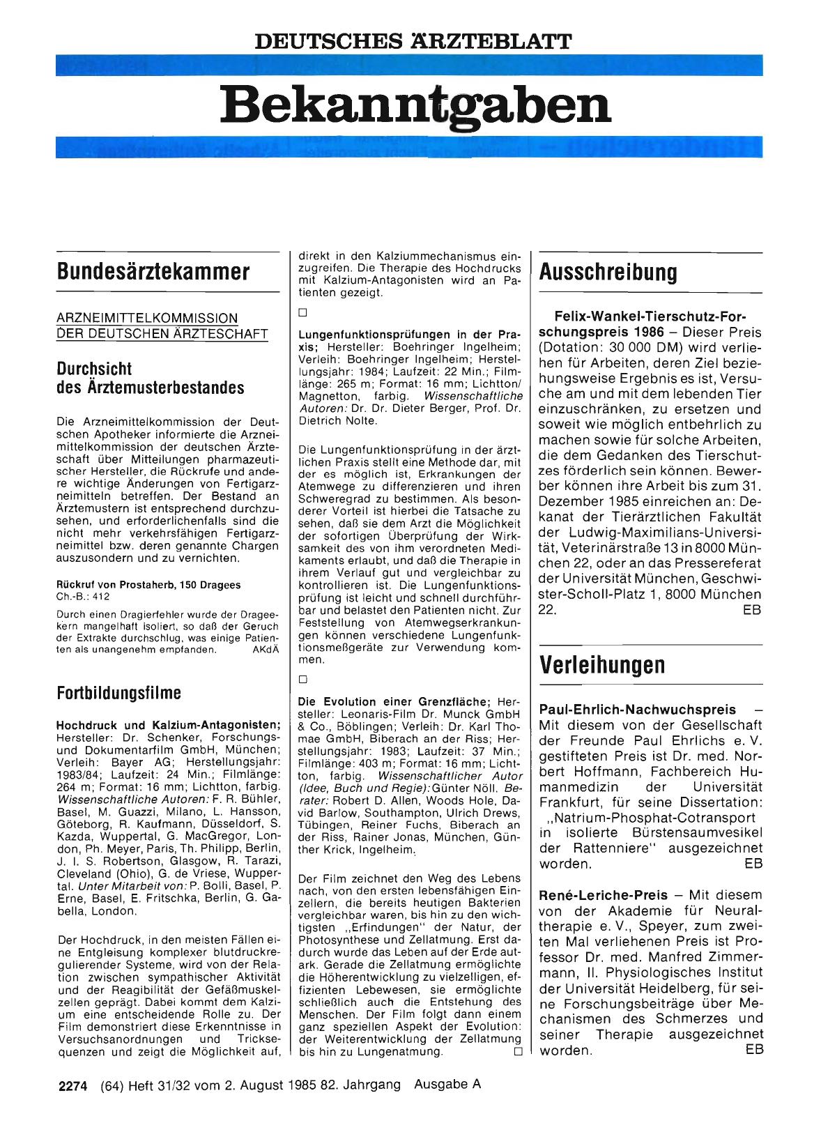 Vorschauseite 1: Verleihungen