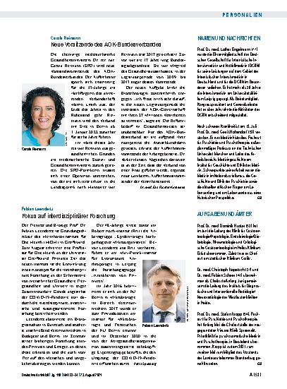 Vorschauseite 1: Carola Reimann: Neue Vorsitzende des AOK-Bundesverbandes